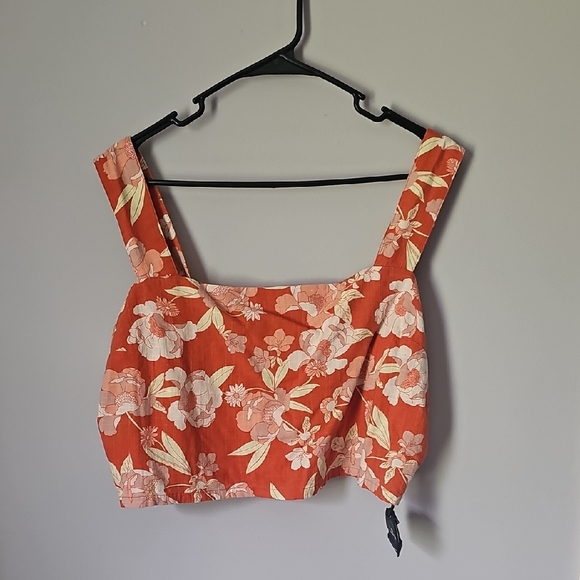 Floral Print Women's Top - Orange - Picture 1 of 6